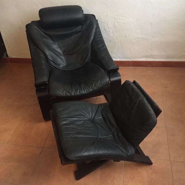 Sillón de cuero Kroken. Mueble escandinavoAke Fribytter