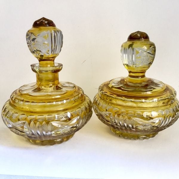 Accesorios Tocador cristal tallado antiguo