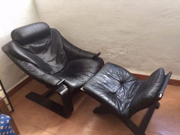 Sillón de cuero Kroken con reposapiés. Ake Fribytter - Imagen 2