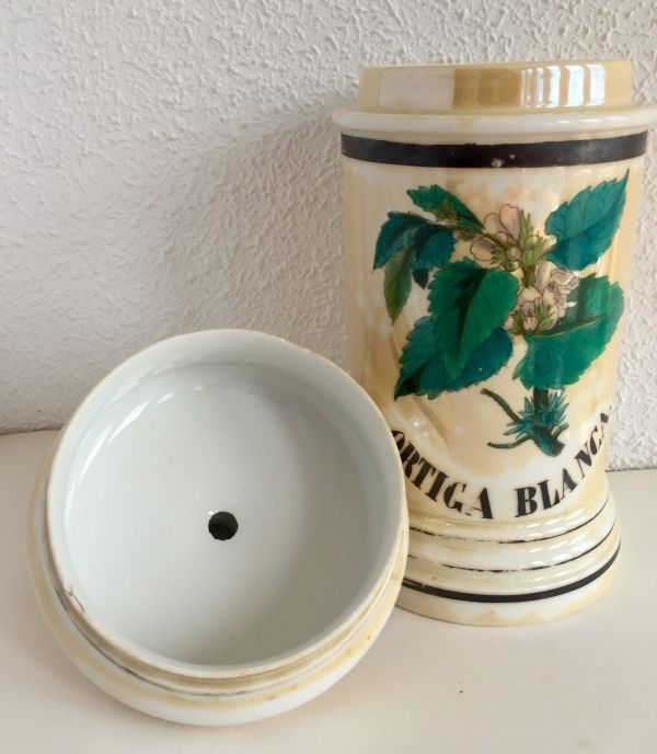 Albarelo de farmacia antiguo en porcelana esmaltada. Siglo XIX - Imagen 3