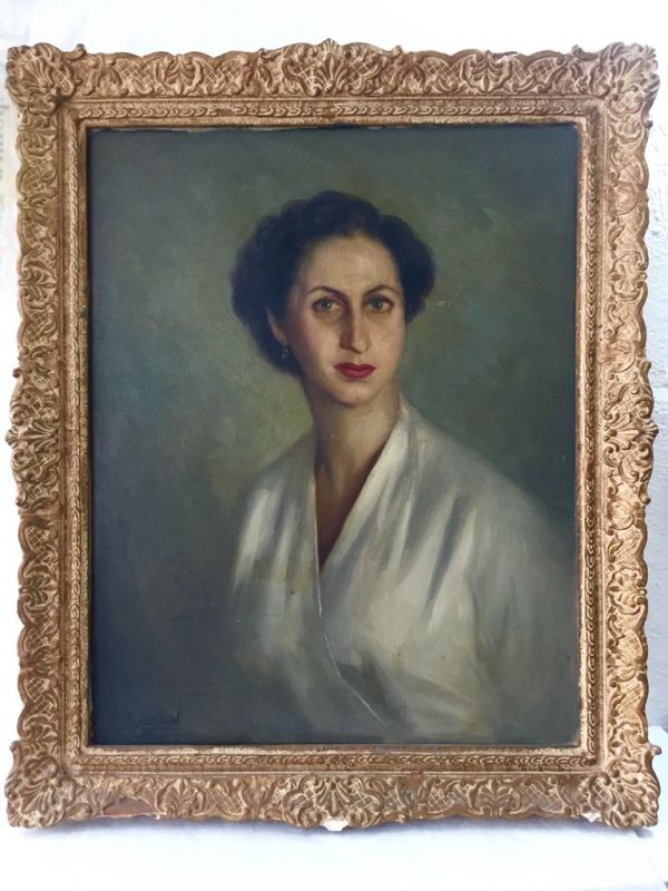 Óleo sobre lienzo Reyzábal Acebrón. Retrato dama murciana