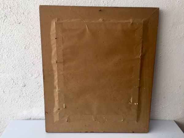 Óleo sobre tabla de Robles Cabrera. parte trasera.