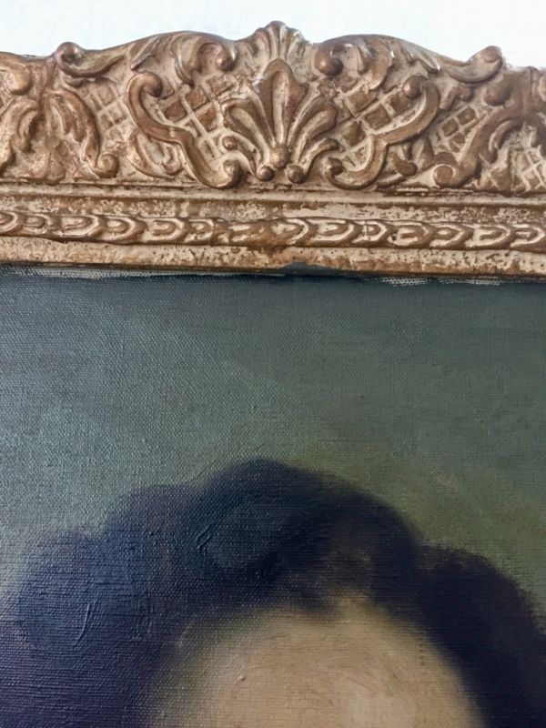 Óleo sobre lienzo Reyzábal. Detalle marco.