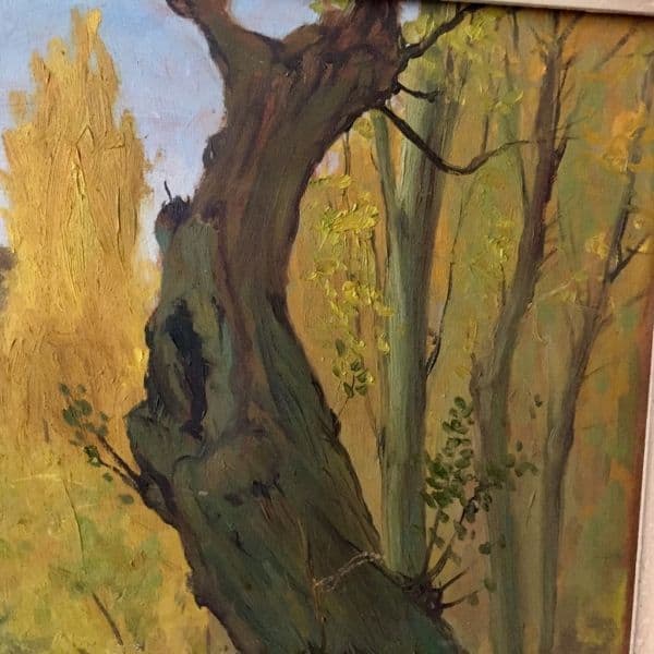 Óleo sobre tabla Paisaje Cuenca. Detalle 1