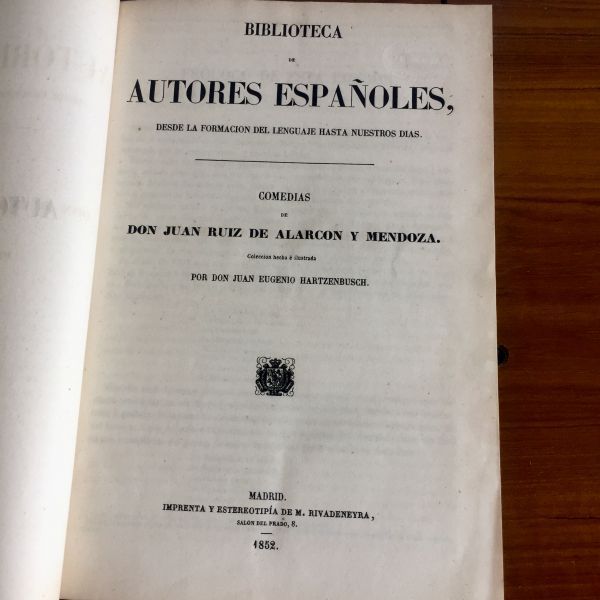 Juan Ruiz de Alarcón Comedias, 1852. Biblioteca de autores españoles - Imagen 5