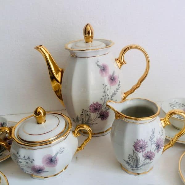 Juego de café en porcelana con filo de oro 6 servicios - Imagen 4