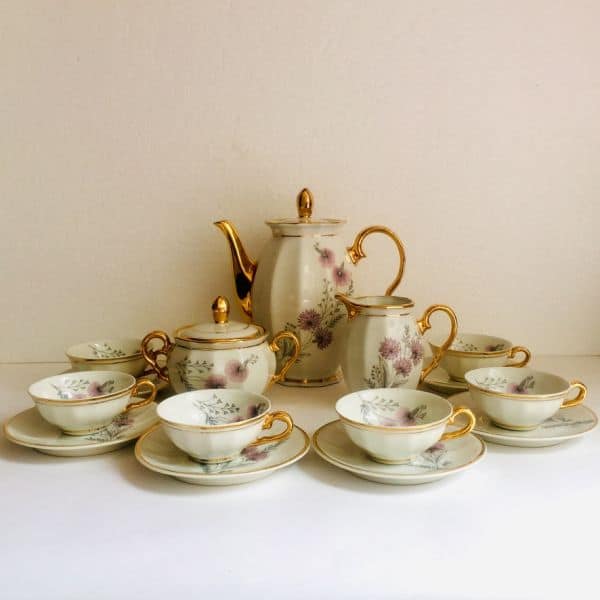Juego de café en porcelana con filo de oro 6 servicios - Imagen 3
