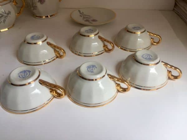 Juego de café en porcelana con filo de oro 6 servicios - Imagen 7