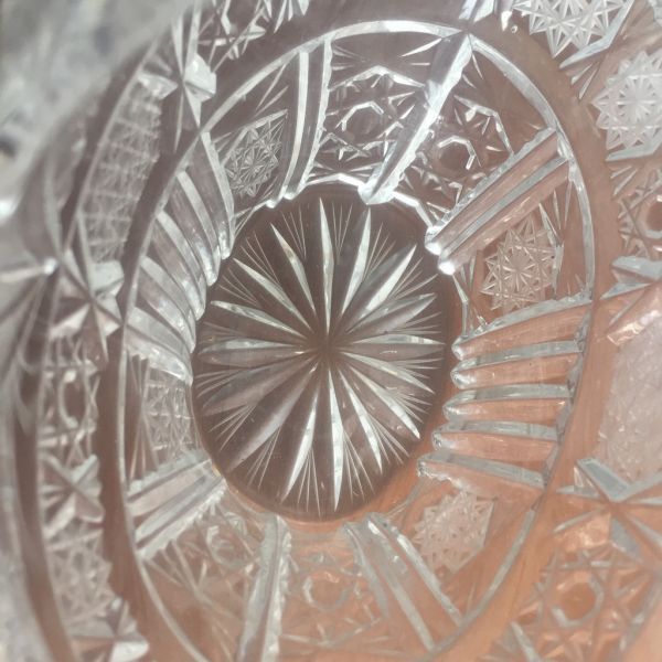 Cesto de cristal tallado de Bohemia. Años 50 - Imagen 7