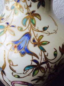 Jarrón de porcelana alemana y oro JKW Carlsbad