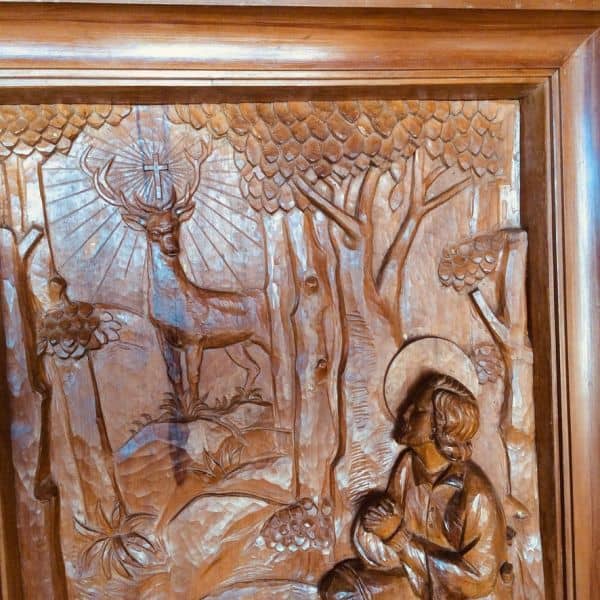 Cuadro tallado en madera: San Huberto