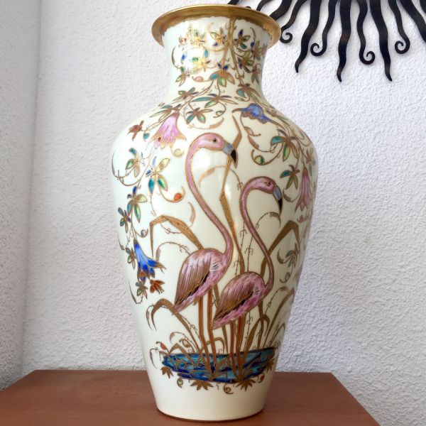 Jarrón de porcelana alemana y oro JKW Carlsbad