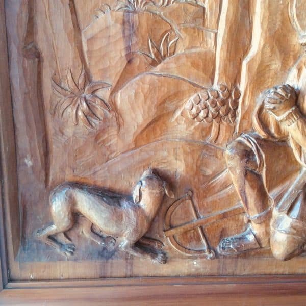 Talla de madera. San Huberto patrón de los cazadores