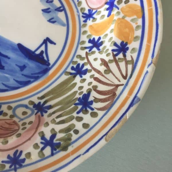 Antiguo plato cerámica levantina pintado a mano - Imagen 7