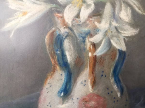 Pintura al pastel Vicente Paricio - Jarrón con azucenas 1936 - Imagen 3