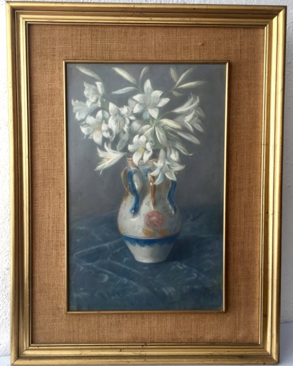 Pintura Vicente Paricio - Jarrón con azucenas 1936