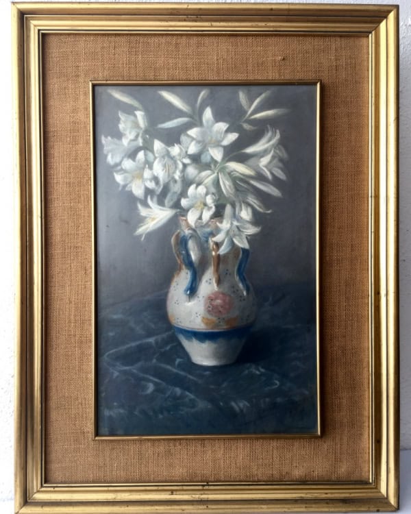 Pintura Vicente Paricio - Jarrón con azucenas 1936