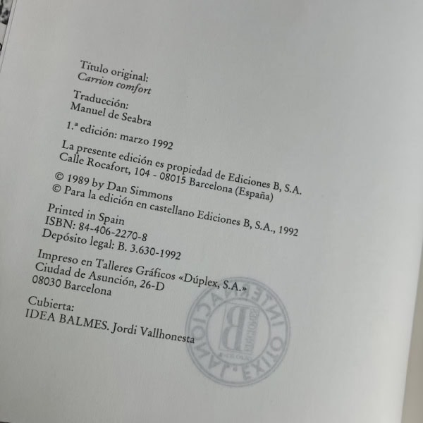 Los vampiros de la mente, Dan Simmons. Ediciones B 1ª edición - Imagen 4