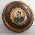 Miniatura óleo sobre marfil retrato San Vicente de Paul