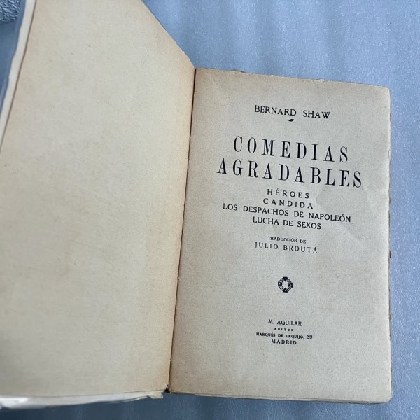 Comedias desagradables, Bernard Shaw. M. Aguilar 1924