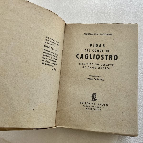 Vidas del conde Cagliostro 1937