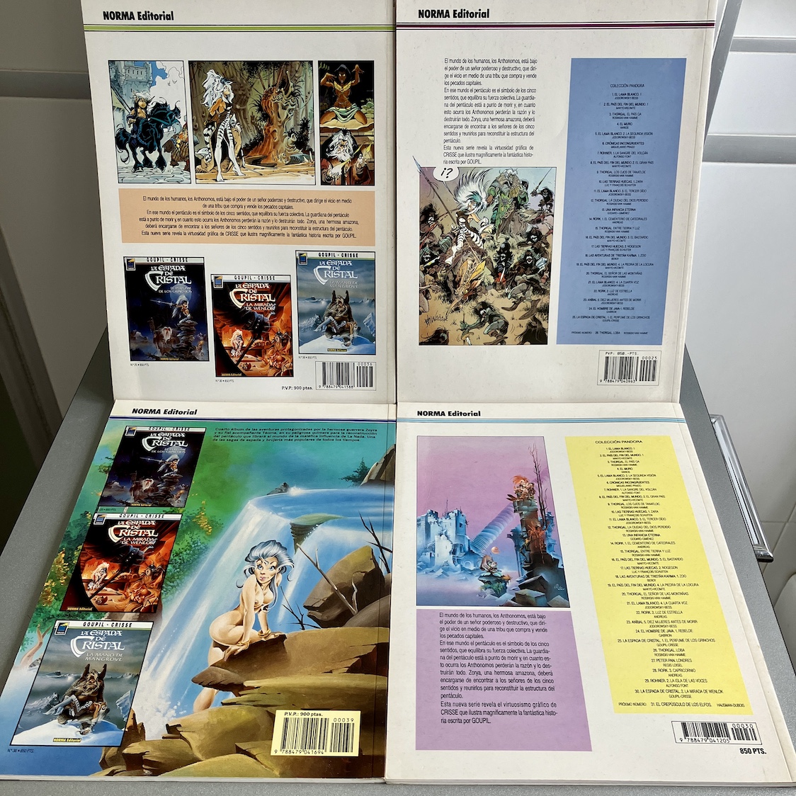 La espada de cristal 1,2,3 y 4. Goupil / Crisse. 1ª edición Norma. Impecables