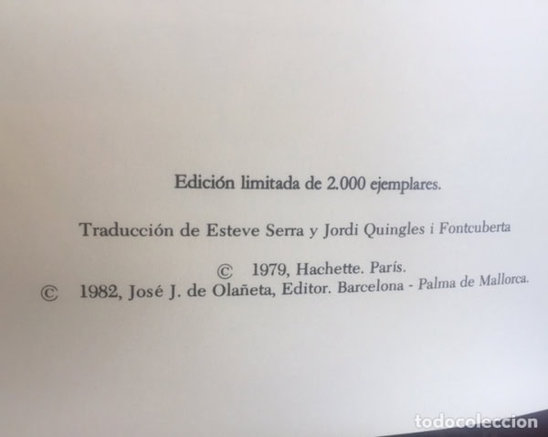 Edición limitada de 2.000 ejemplares. Olañeta