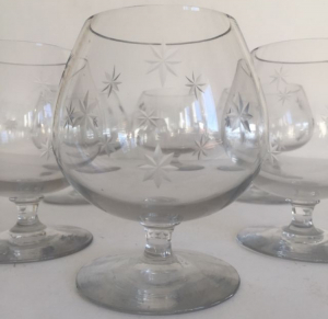 Copas de coñac de cristal tallado vintage