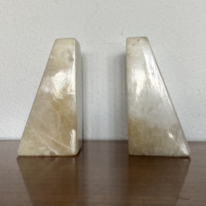 2 Sujetalibros de mármol blanco Vintage
