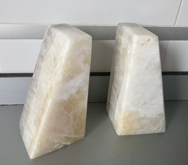 Sujetalibros de mármol blanco Vintage