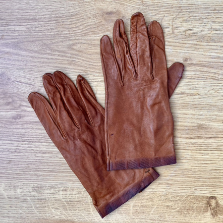Guantes de piel vintage color avellana