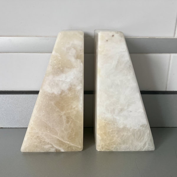 Sujetalibros de mármol blanco Vintage