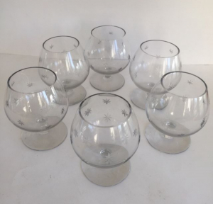 6 Copas de Coñac Cristal Tallado Vintage