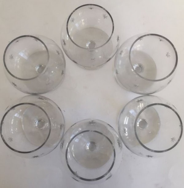6 Copas de Coñac Cristal Tallado Vintage