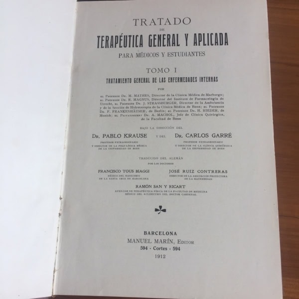 Tratado de Terapéutica General y Aplicada, KRAUSE y GARRÉ 1912