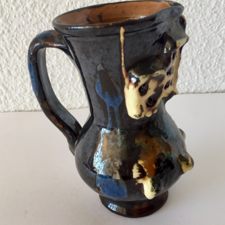 Jarra de cerámica vidriada de Cuenca Casas Colgantes