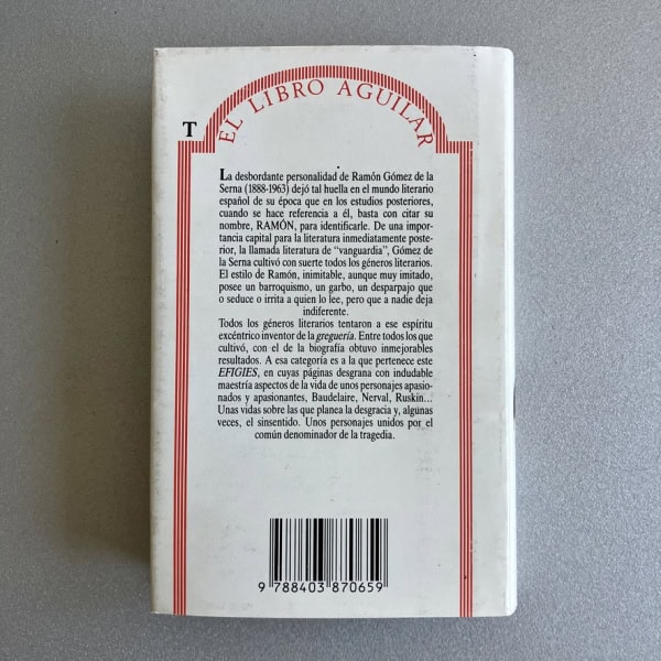 Contraportada Efigies, Gómez de la Serna - Aguilar 1989