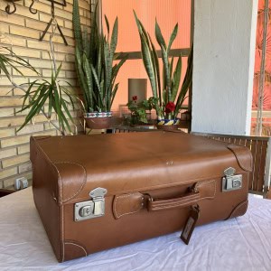 Maleta vintage de viaje cuero sintético Años 40