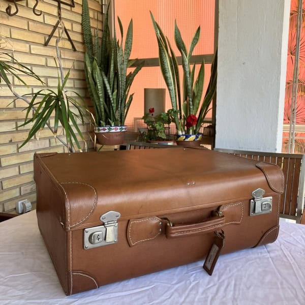 Maleta vintage de viaje cuero sintético Años 40