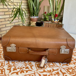 Maleta vintage de viaje cuero sintético marrón