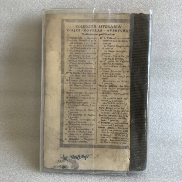 Contraportada libro antiguo Wells