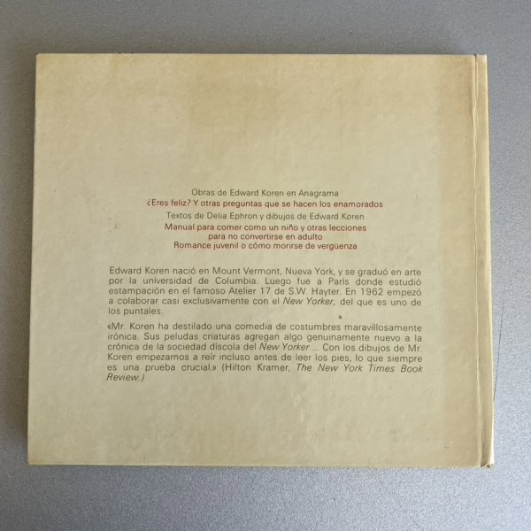 Contraportada Precaución música de cámara — Edward Koren | Anagrama 1983 | The New Yorker |