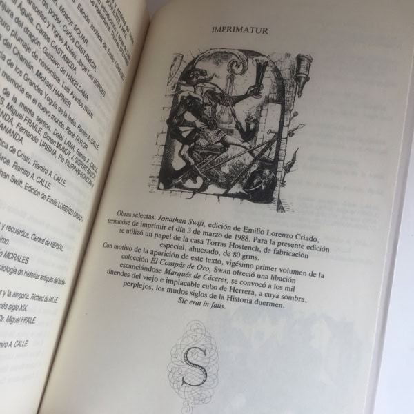 Obras Selectas Jonathan Swift. Swan 1988 Primera Edición | El compás de oro | Viajes de Gulliver