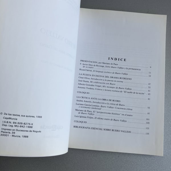 Teatro español siglo XX | Ensayo crítico — Amorós Mariano de Paco | Caja Murcia 1988 |