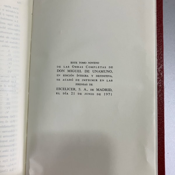 Obras Completas IX Discursos y artículos de Unamuno | Escelicer, 1966 Primera Edición | García Blanco Libro antiguo