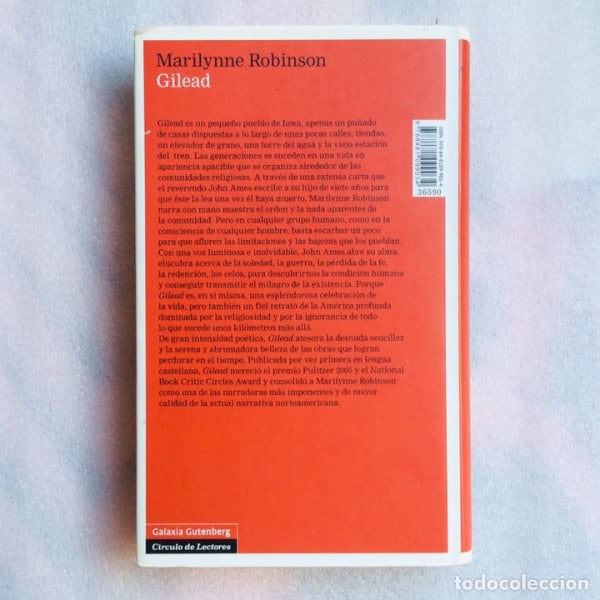 Contraportada Gilead — Marilynne Robinson | Galaxia Gutenberg 2010 Primera Edición