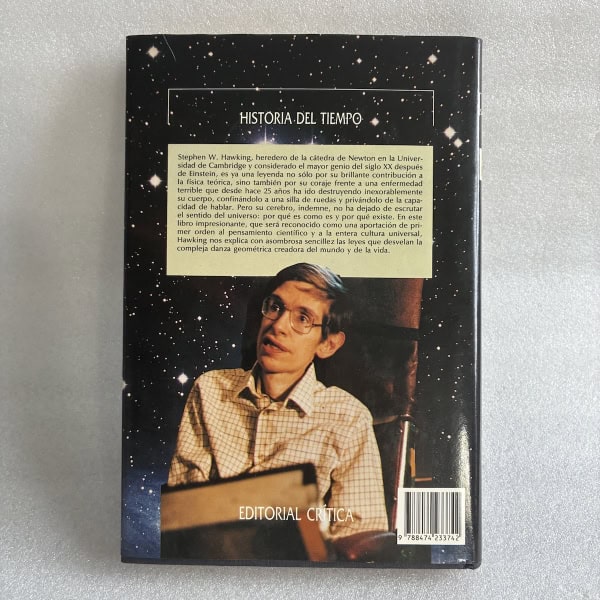 Historia del tiempo — Stephen Hawking | Editorial Crítica 1989 | Tapa dura | Serie Mayor | Carl Sagan | Libro ciencia